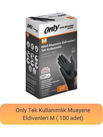 Only Evo Beyond Glove Nitril Siyah Pudrasız Muayene Eldiveni 600 Lü Set M - Medium - Orta (6PK*100)