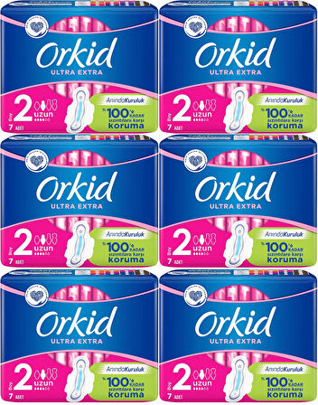 Orkid Hijyenik Ped Ultra Extra Koruma Uzun 42 Adet (6PK*7)