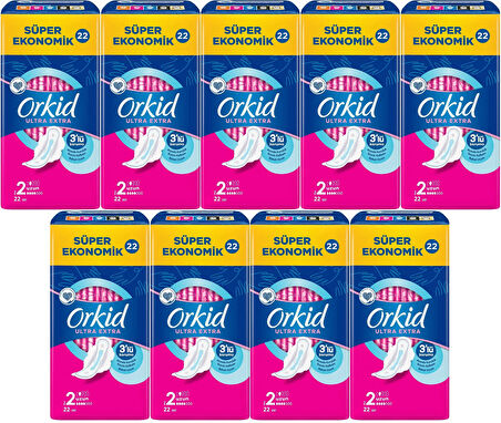 Orkid Hijyenik Ped Ultra Extra Koruma Uzun 198 Adet Süper Ekonomik Pk (9PK*22)