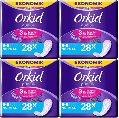 Orkid Günlük Ped Günlük Koruma Normal 112 Adet Ekonomik Paket (Tekli Paketlerde) (4PK*28)