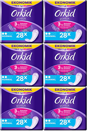 Orkid Günlük Ped Günlük Koruma Normal 168 Adet Ekonomik Paket (Tekli Paketlerde) (6PK*28)