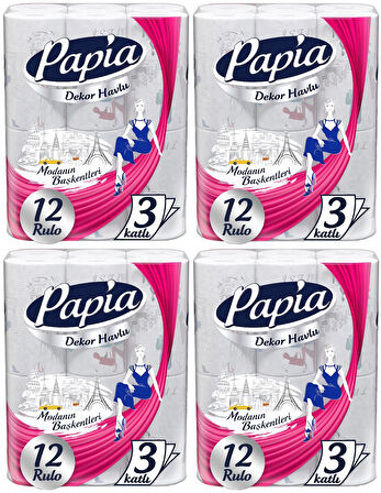 Papia Kağıt Havlu Decor (Modanon Başkentleri Desenli) 48 Li Set (4PK*12)