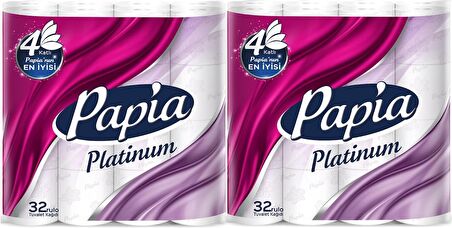 Papia Tuvalet Kağıdı (4 Katlı) 64 Lü Pk Platinum (2PK*32)