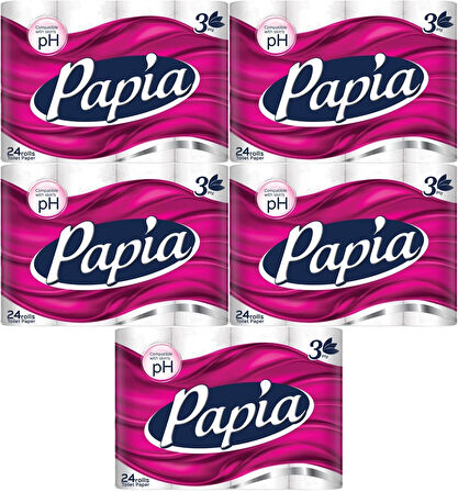 Papia Tuvalet Kağıdı (3 Katlı) 120 Li Set Klasik (5PK*24)