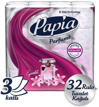 Papia Tuvalet Kağıdı (3 Katlı) 32 Li Pk Egzotik Parfümlü + 12 Li Paket Kağıt Havlu Decor Desenli