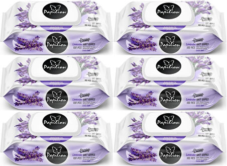 Papilion Islak Havlu Mendil 100 Yaprak Lavanta (6 Lı Set) 600 Yaprak