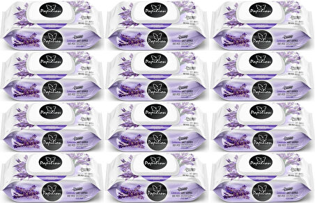 Papilion Islak Havlu Mendil 100 Yaprak Lavanta (12 Li Set) 1200 Yaprak