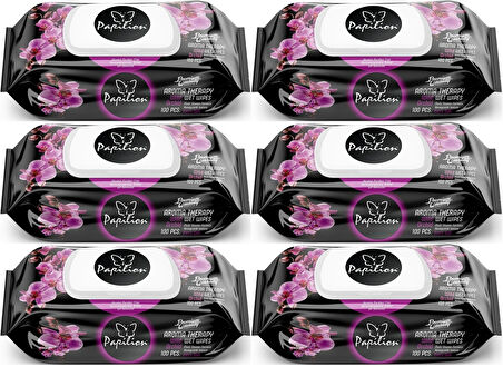 Papilion Islak Havlu Mendil 100 Yaprak Aroma Terapi (6 Lı Set) 600 Yaprak