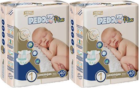 Pedo Plus Bebek Bezi Beden:1 (2-5KG) Yeni Doğan 80 Adet Jumbo Ekonomik Pk