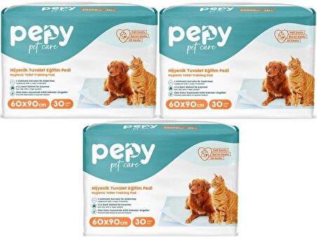 Pepy Evcil Hayvan Tuvalet Eğitim Pedi 60*90CM 90 Adet (3PK*30)