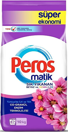 Peros Matik Toz Çamaşır Deterjanı 30KG Yıldız Çiçeği (Beyaz ve Renkliler) (201 Yıkama) (3PK*10KG)