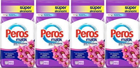 Peros Matik Toz Çamaşır Deterjanı 40KG Yıldız Çiçeği (Beyaz ve Renkliler) (268 Yıkama) (4PK*10KG)
