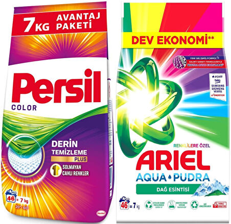 Persil Matik Toz Çamaşır Deterjanı 7KG Renkli (46 Yıkama) + 7KG Renklilere Özel / Dağ Esintisi