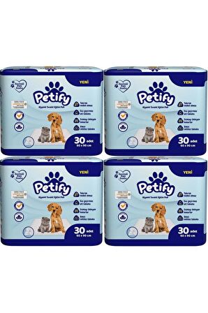 Petify Sevimli Patiler Hijyenik Tuvalet Eğitim Pedi 30 Adet - 60 Cmx90 Cm 4 Adet