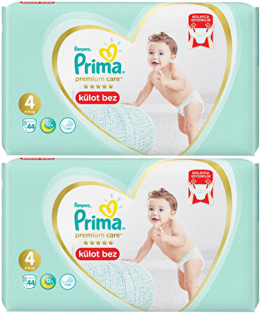 Prima Premium Care Külot Bebek Bezi Beden:4 (9-15Kg) 88 Adet Süper Ekonomik Pk