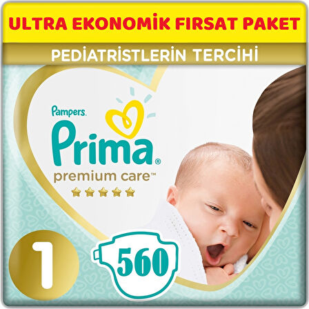 Prima Premium Care Bebek Bezi Beden:1 (2-5Kg) Yeni Doğan 560 Adet Ultra Ekonomik Fırsat Pk