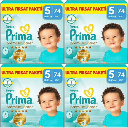 Prima Premium Care Bebek Bezi Beden:5 (11-16) Junior 296 Adet Ultra Fırsat Pk