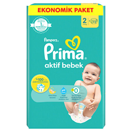 Prima Bebek Bezi Beden:2 (4-8Kg) Mini 216 Adet Ekonomik Fırsat Pk