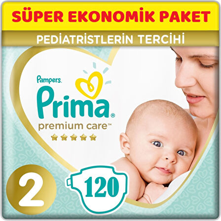 Prima Premium Care Bebek Bezi Beden:2 (4-8Kg) Mini 120 Adet Süper Ekonomik Pk