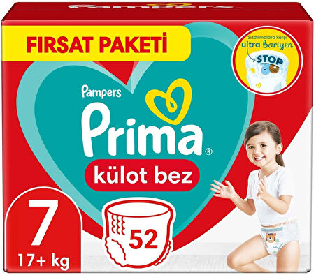 Prima Külot Bebek Bezi Beden:7 (17+Kg) XXL 156 Adet Aylık Fırsat Pk