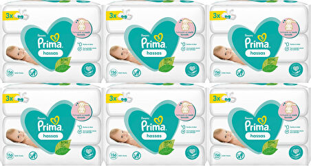 Prima Islak Havlu Mendil Hassas Ciltler İçin Bitki Bazlı Kokusuz (18 Li Set) (6PK*3) 936 Yaprak
