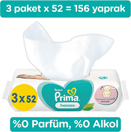 Prima Islak Havlu Mendil Hassas Ciltler İçin Bitki Bazlı Kokusuz (24 Lü Set) (8PK*3) 1248 Yaprak