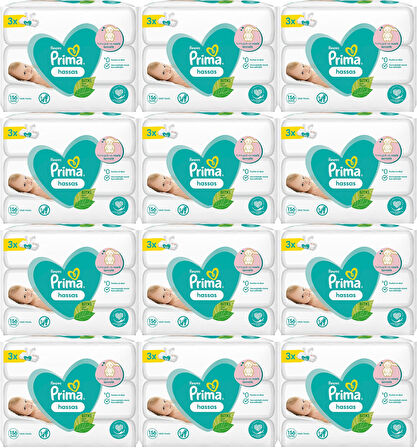 Prima Islak Havlu Mendil Hassas Ciltler İçin Bitki Bazlı Kokusuz (36 Lı Set) (12PK*3) 1872 Yaprak