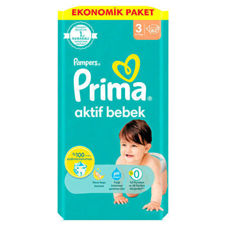 Prima Bebek Bezi Beden:3 (6-10Kg) Midi 248 Adet Süper Ekonomik Fırsat Pk