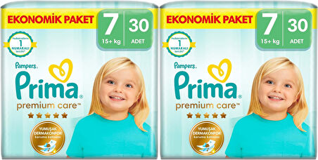 Prima Premium Care Bebek Bezi Beden:7 (15+KG) XXX Large 60 Adet Süper Ekonomik Pk