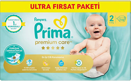 Prima Premium Care Bebek Bezi Beden:2 (4-8KG) Mini 224 Adet Ekonomik Ultra Fırsat Pk