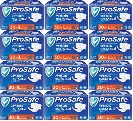 Prosafe Hasta Bezi Yetişkin Bel Bantlı Tekstil Yüzey L - Large - Büyük Boy 360 Adet (12PK*30)