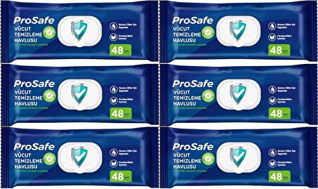 Prosafe Hasta Vücut Temizleme Islak Mendil Havlu 48 Yaprak XL (6 Lı Set) Plastik Kapak