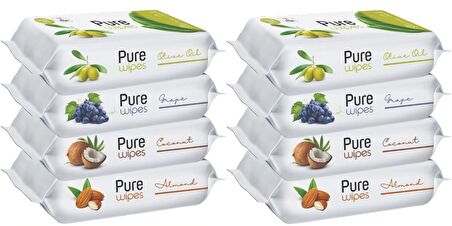 Pure Baby Wipes Islak Havlu Mendil 50 Yaprak 8 Li Set (400 Yaprak) (Meyveli)