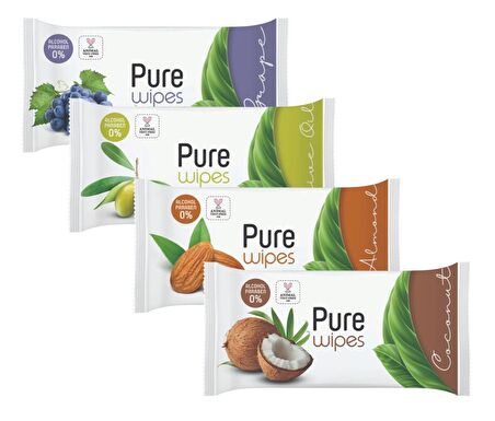 Pure Baby Wipes Islak Havlu Mendil 50 Yaprak 8 Li Set (400 Yaprak) (Meyveli)