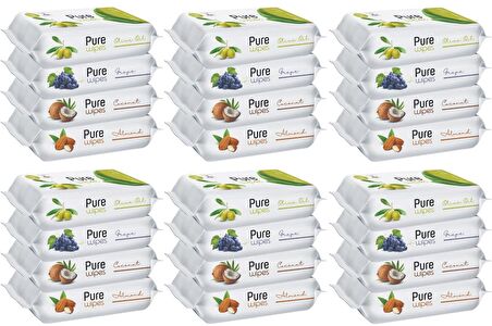 Pure Baby Wipes Islak Havlu Mendil 50 Yaprak 24 Lü Set (1200 Yaprak) (Meyveli)
