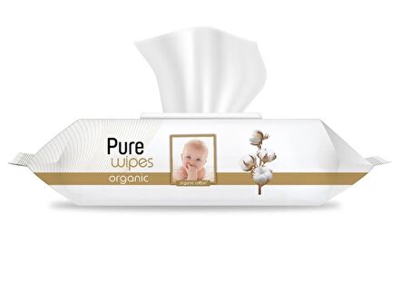 Pure Baby Islak Havlu Mendil 90 Yaprak Yenidoğan Organic Pamuklu (5 Li Set) 450 Yaprak Plstk Kapak