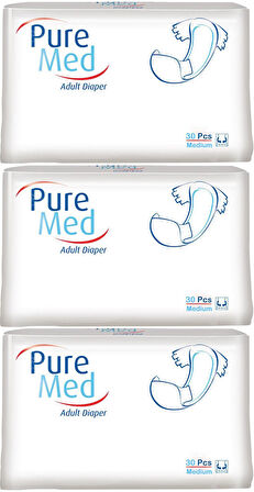 Puremed Hasta Bezi Bel Bantlı Tekstil Yüzey Medium M-Orta 90 Adet (3PK*30)