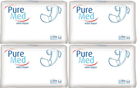 Puremed Hasta Bezi Bel Bantlı Tekstil Yüzey Medium M-Orta 120 Adet (4PK*30)