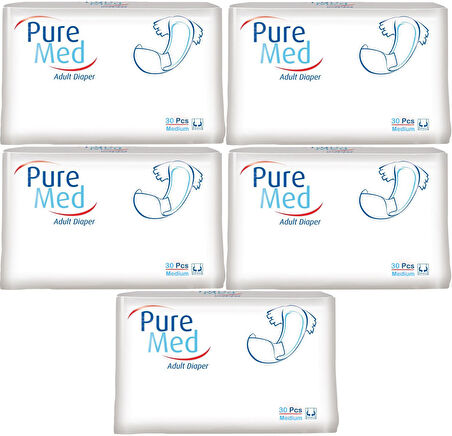 Puremed Hasta Bezi Bel Bantlı Tekstil Yüzey Medium M-Orta 150 Adet (5PK*30)