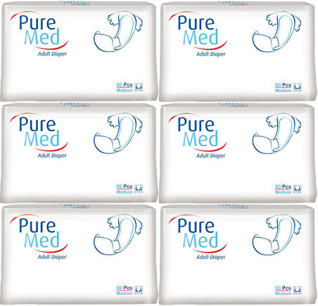Puremed Hasta Bezi Bel Bantlı Tekstil Yüzey Medium M-Orta 180 Adet (6PK*30)