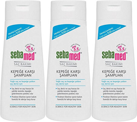 Sebamed Şampuan 400ML Kepeğe Karşı ve Yağlı Saç Tipleri için (3 Lü Set)