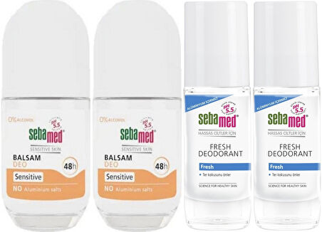 Sebamed Deodorant Roll-On 50ML Balsam Hassas/Sensitive + Roll-On 50ML Fresh (Karma 4 Lü Set)