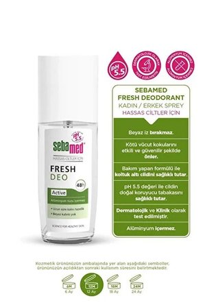 Sebamed Deodorant Sprey 75 ML Fresh Active (6 Lı Set)