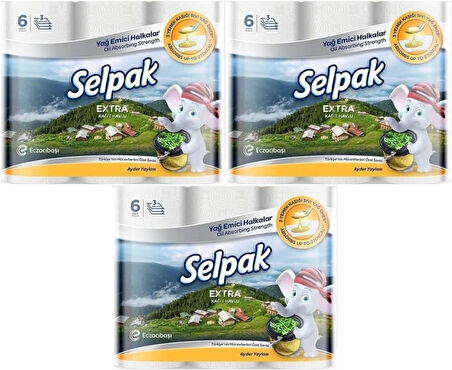 Selpak Kağıt Havlu (3 Katlı) 18 Li Set Extra (3PK*6)