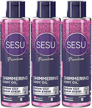 Sesu Simli Cilt Bakım Yağı 150ML (Shımmering Body Oıl) (3 Lü Set)