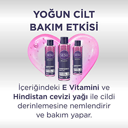 Sesu Simli Cilt Bakım Yağı 150ML (Shımmering Body Oıl) (3 Lü Set)