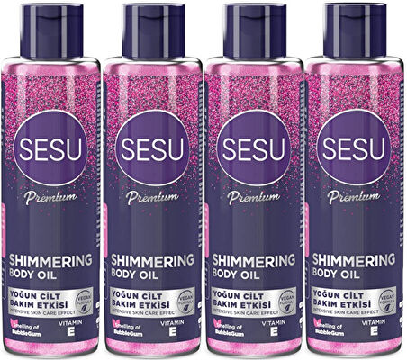 Sesu Simli Cilt Bakım Yağı 150ML (Shımmering Body Oıl) (4 Lü Set)