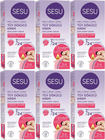 Sesu Tüy Dökücü Krem 40ML Hassas Ciltler/Sensitive (6 Lı Set)