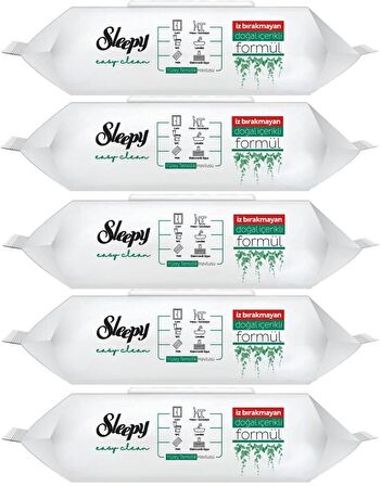 Sleepy Easy Clean Yüzey Temizlik Havlusu 100 Yaprak Plastik Kapaklı (5 Li Set) 500 Yaprak