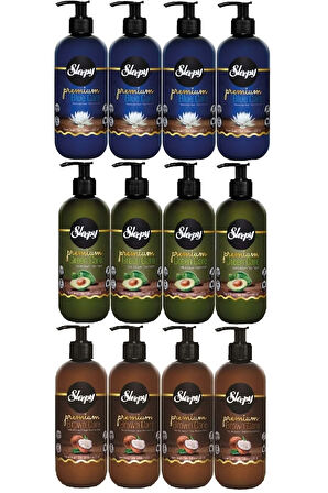 Sıvı Sabun Premium 500ML Karma Doğal Adaçayı/Hindistan Cevizi/Lotus Çiçeği (12 Li Set)